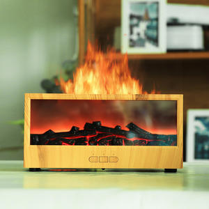 Humidificateur de cheminée à grain de bois clair YX-717, diffuseur d'arômes USB 5V de bureau avec télécommande et lumière d'ambiance flamme - Product Image 1