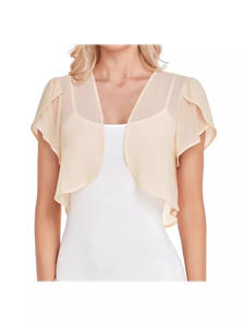 Un boléro court et mignon pour femme, en mousseline de soie, uni, à manches croisées, fin, pour les fêtes et le quotidien - Product Image 5