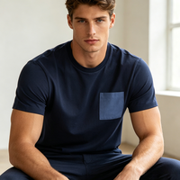 T-shirt pour homme, haute qualité, résistant aux plis, poche contrastante, OEM/ODM disponible, faible MOQ, prêt à expédier en gros