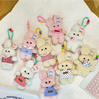 En gros Porte-clés en peluche lapin bouclé mignon avec jupe écossaise, pendentif animal pour sac et décoration de sac à dos, cadeau surprise