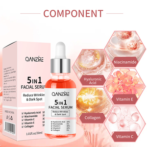 Private Label 5 in 1 Brightening Hyaluronic Acid Vitamin C E Instant Lift Anti Aging Peptide Collagen Facial Serum for Skin Care