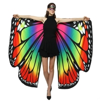 Châle double face arc-en-ciel pour femme, ailes de papillon, accessoires de costume de danse féerique, cape de papillon monarque pour adulte