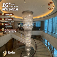 Lustre de hall d'hôtel de luxe Senfey, E12 LED, or, hauteur réglable, luminaire suspendu en cristal, design d'intérieur pour plafond haut