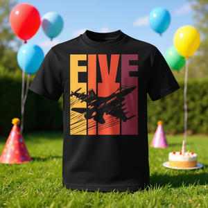 Camiseta retro de avión de combate militar para niños de 5 años, regalo de cumpleaños número 5 - Product Image 3