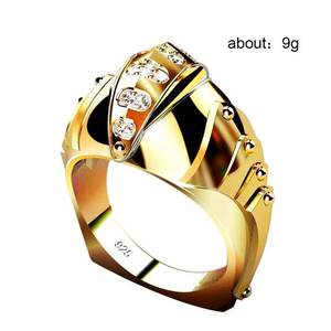 Anello a Forma di Bocca di Pesce in Cristallo per Donne, Tono Dorato, Accessorio Moda per Uso Quotidiano - Product Image 5