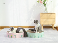 Tempat tidur kucing bulat mebel kardus bergelombang dengan fitur sederhana berkelanjutan untuk kucing tidur menggaruk Catnip