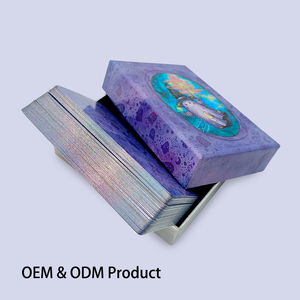 Baraja de <span class=keywords><strong>Tarot</strong></span> de Papel Personalizada al por Mayor, Material de Papel de Lujo, Lámina Holográfica Plateada, con Embalaje y Manual - Product Image 2
