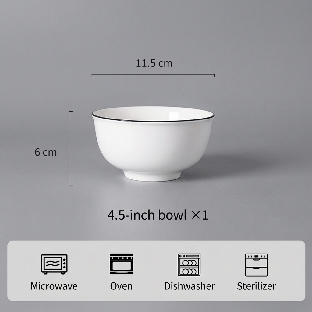 Tazón redondo blanco de 4,5 pulgadas