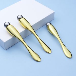Augencreme-Massagestäbchen mit Rollkugel aus goldenem Metall, Beauty-Gesichtskosmetikspatel Löffel - Product Image 1