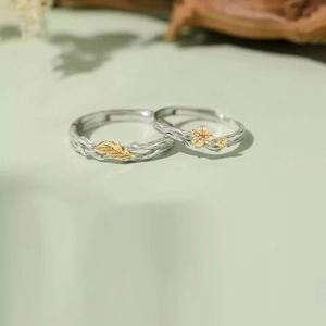 925 Silver Plated Romantic Couple <b>Ring</b> Men Women Couple Open <b>Adjustable</b> <b>Ring</b> Romantic Trendy Valentine's Day Love Promise Gifts - Product Image 2