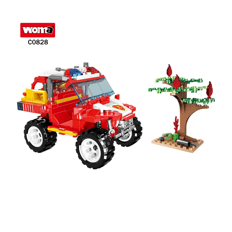 Woma Đồ Chơi C0653 220Pcs Building Block Set Lính Cứu Hỏa Mini Cháy Chiến Đấu Xe Tải Đồ Chơi Cho Trẻ Em