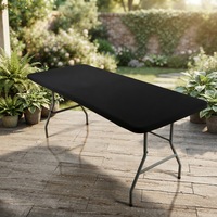 Table de repas pliante d'extérieur simple avec chaises, en plastique moulé par soufflage, table longue portable pour usage domestique et marché nocturne