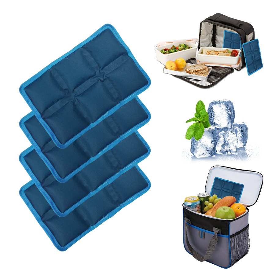 4pcs Ice Packs for Coolers, Long Lasting Slim Freezer Packs for Lunch Bags, Leak-Proof Reusable Cold Pack for Food Drinks