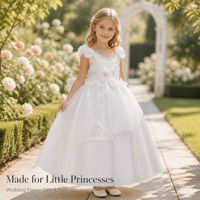 Robe de bal de luxe 2025 de haute qualité avec appliqués, robe de princesse pour filles, robe longue en organza avec traîne, robes de demoiselles d'honneur pour mariage et fête