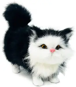 Peluche chat réaliste, Animal en peluche, chat noir, mignon Kawaii, ressemblant à un vrai Animal, pour Halloween