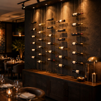 Porte-bouteilles mural flottant flexible et personnalisable en aluminium et bois massif, capacité de charge de 100 kg, pour la cuisine, le bar, la décoration de la maison
