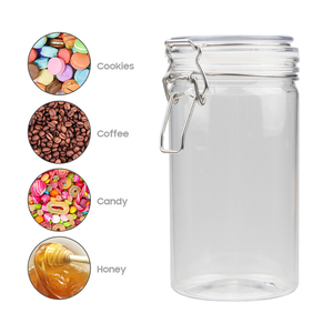 Lightweight Durable Lollipop Gummy Candy Palm Oil Swing Top Transparent 1000ml PET Cylinder <b>Jar</b> - Product Image 6