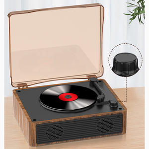 Lecteur CD style vinyle rétro avec boîte à musique, couvercle anti-poussière, haut-parleur de bureau imitation bois, Bluetooth, USB, AUX, Hi-Fi, pour décoration intérieure, cadeau - Product Image 2
