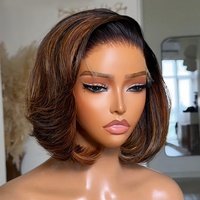 Peluca de Cabello Humano 100% Natural, Cabello Virgen con Reflejos Marrones, Pelucas con Cierre de Encaje Transparente para Mujer, Color Natural, Línea de Cabello Natural Vietnamita
