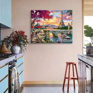 ภาพวาดตามตัวเลขชุดภาพทิวทัศน์หอไอเฟลภาพวาดอะคริลิคที่กำหนดเองด้วยตัวเลขผ้าใบตกแต่งผนัง - Product Image 2