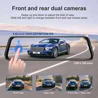 9.66 pouces IPS écran tactile Streaming Media rétroviseur de voiture DVR avant et rétroviseur sans fil Carplay