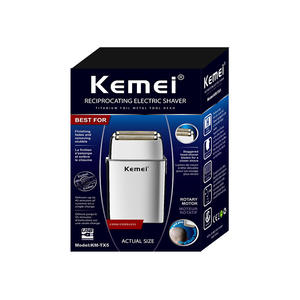 เครื่องโกนหนวดไฟฟ้า Kemei รุ่น KM-TX5 ใบมีดคู่ ตัวเครื่องโลหะ ชาร์จไฟได้ สำหรับผู้ชาย เครื่องเล็มหนวดเครา พร้อมสายชาร์จ USB สีเงิน - Product Image 3