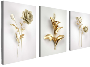 Tableau mural sur toile imprimée, style nature morte nordique, <span class=keywords><strong>fleurs</strong></span> dorées, pour la décoration de fond de canapé dans le salon de la maison - Product Image 1