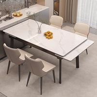 Nouvelle table à manger et ensemble de chaises rectangulaires multifonctionnelles extensibles en marbre épaissi, style minimaliste italien pour la maison