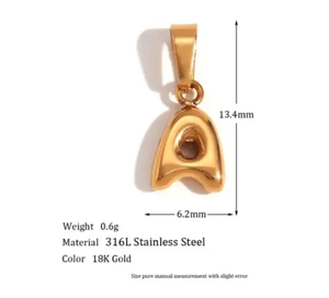 Colgante de letras de burbuja de acero inoxidable chapado en oro personalizado, joyería de moda para mujer, letras iniciales de globo, pequeños dijes - Product Image 3