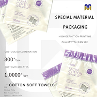 Sacs en plastique à fermeture éclair, pochette composite avec trou de suspension rond, impression personnalisée pour emballage de tampons de coton pour le visage, produits de soin de beauté
