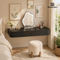 Coiffeuse flottante murale avec tiroirs pour chambre à coucher – Meuble de maquillage moderne et peu encombrant