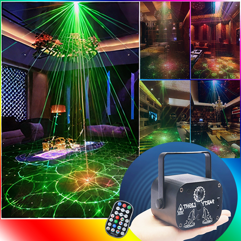 Factory 2 Holes Mini Lazer Light Dj Disco Dance Floor Stage Light USB Rechargeable LED+Laser Party Light With Remoter