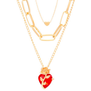 Collana con Fiore Rosa in Stile Europeo e Americano per Donne, Catena Gotica con Fiore Intrecciato a Forma di Cuore - Product Image 4