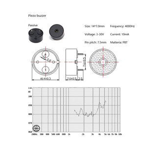 RoHS 14*7mm 1407 External <strong>Buzzer</strong> with <strong>Pins</strong> 5V 90dB AC Flat <strong>Pin</strong> Passive Electromagnetic <strong>Piezo</strong> <strong>Buzzer</strong> for Alarms <strong>Buzzers</strong> Sirens - Product Image 2