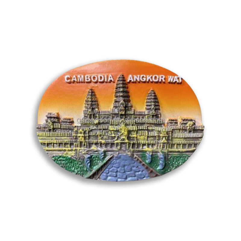 Magnete Frigorifero 3D Angkor Wat – Souvenir Cambogia Fatto A Mano, Resina, Cm 7x5, Regalo Viaggio