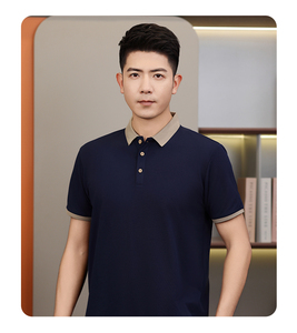 Polo Verde de Manga Corta, Color Sólido, Transpirable, Tejido, Ropa Casual de Negocios para Hombre - Product Image 3