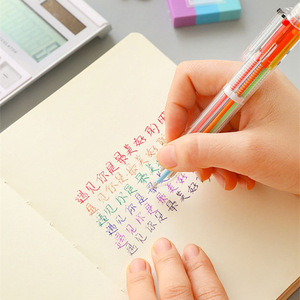 Bolígrafo de 6 colores con cuerpo transparente, tipo pulsador, tinta multicolor para uso escolar y de oficina. - Product Image 3
