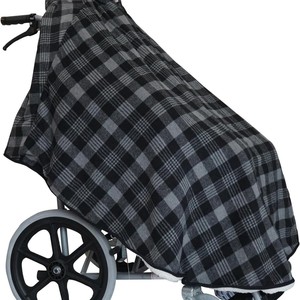 Couverture chaude pour fauteuil roulant, design à carreaux avec capuche, pour les soins aux personnes âgées et le maintien au chaud du cou - Product Image 5