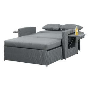 Ensemble <span class=keywords><strong>de</strong></span> canapé en rotin avec structure en acier moderne, dossier réglable et tables d'appoint, 2 places, mobilier <span class=keywords><strong>de</strong></span> <span class=keywords><strong>jardin</strong></span> pour terrasse - Product Image 5