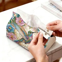 Kit de boîte à mouchoirs DIY 5D Diamond Painting, boîte à serviettes en cuir PVC avec strass en cristal, haute esthétique, pour la décoration de la maison et du bureau