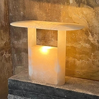 Lampe de table en albâtre espagnol importé, lampe design moderne et minimaliste pour appartement de présentation, hôtel et gîte