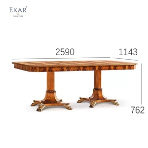 Table à manger impériale grand format EKAR St. <span class=keywords><strong>James</strong></span> |   Table à deux pieds en bois de burl de style anglais luxueux | - Product Image 6