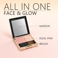 Palette de fard à joues à marque privée, dégradé rose, haute pigmentation, végétalien, longue tenue, poudre scintillante, vente en gros