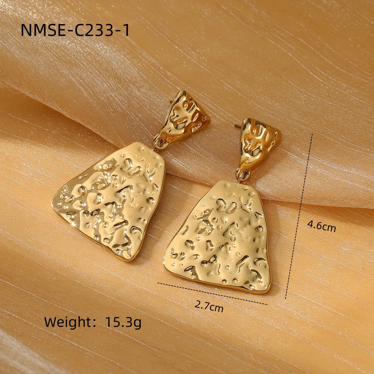 Light Luxury Molten Casting Studs Earring Irregular Geometric High Design Jewelry 18K Gold Plated Ear Accessory For Women Girls