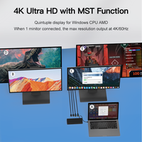 Station d'accueil USB-C Thunderbolt 4 14-en-1 avec hub d'affichage quadruple 4K, USB-C vers 2x DisplayPort, Ethernet, SD, TF, PD, USB-C 3.1, 3.5mm