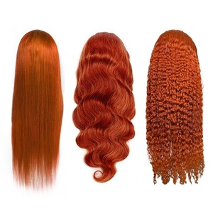 Perruque en cheveux humains Deep Wave 180% 250% 350% orange, perruques en cheveux humains couleur gingembre avec dentelle frontale transparente pour femmes noires - Product Image 6