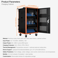 Chariot de recharge pour ordinateurs portables, 36 ports USB-C, armoire de charge pour tablettes, chariot intelligent à roulettes en acier sécurisé avec certification CCC CE
