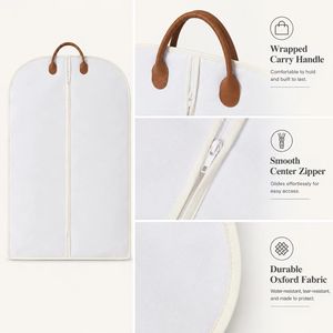 Sac de transport pour vêtements en tissu Oxford avec logo personnalisé, housse de costume durable à fermeture éclair avec poignée pour commandes en gros et voyages - Product Image 3