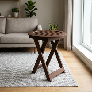Tabouret d'extérieur pliable et réglable en teck écoresponsable, fait main, pour usage agricole et hôtelier - Product Image 1