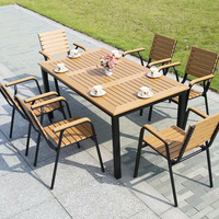 Nouvelle collection de meubles en alliage d'aluminium, table et chaises de jardin modernes pour balcon, pique-nique, meubles d'extérieur en plastique et en bois